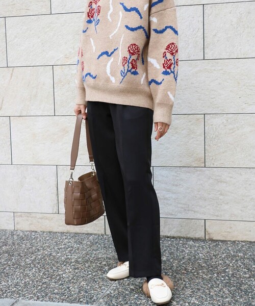 Sheson(シーズン)の「セミワイドカラースラックスパンツ(スラックス・レディース・グレー/ピンク/ブラック・M)」の2枚目の写真