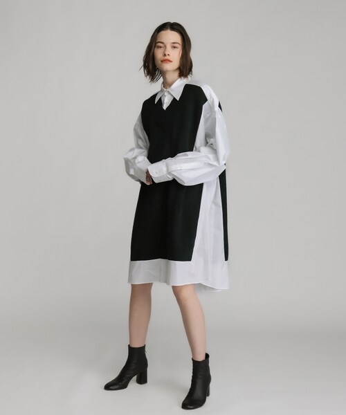 【定価16万】メゾンマルジェラ Spliced Knit shirt dress