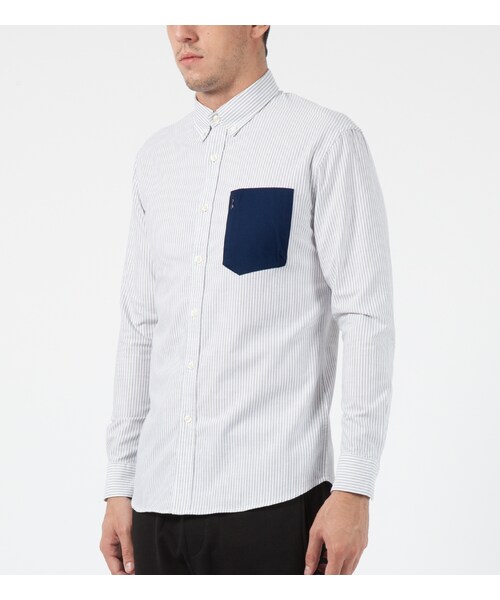 LIFUL MINIMAL GARMENTS.(ライフルミニマルガーメンツ)の「Grey Oxford Stripe Pocket Shirt(その他・メンズ・other・S/L)」の3枚目の写真