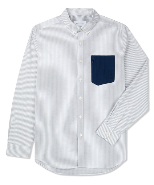 LIFUL MINIMAL GARMENTS.(ライフルミニマルガーメンツ)の「Grey Oxford Stripe Pocket Shirt(その他・メンズ・other・S/L)」の1枚目の写真