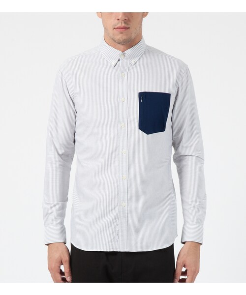 LIFUL MINIMAL GARMENTS.(ライフルミニマルガーメンツ)の「Grey Oxford Stripe Pocket Shirt(その他・メンズ・other・S/L)」の2枚目の写真