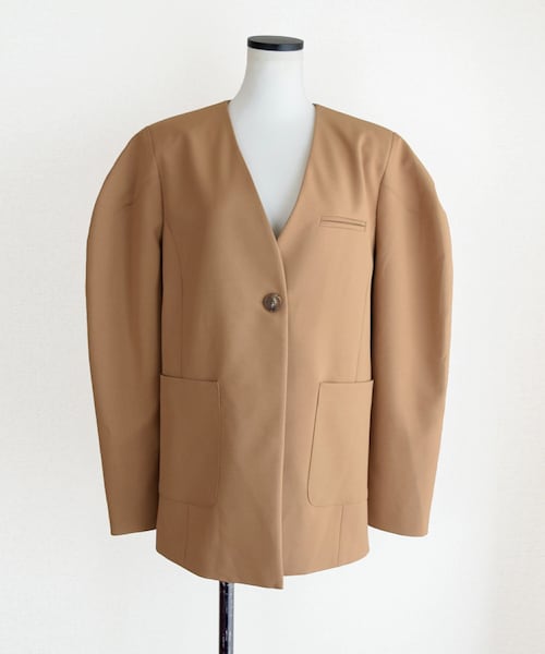 Marient(マリエント)の「マーレカラーレスJK(ノーカラージャケット・レディース・ベージュ/ブルー・FREE)」の1枚目の写真