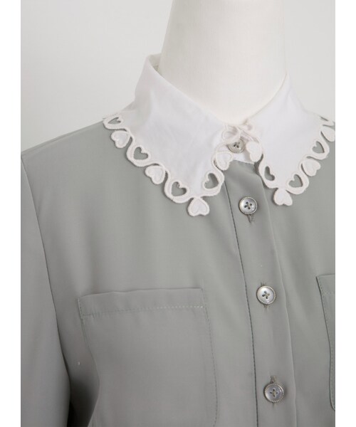 Marjorie（マージョリー）の「香甜的幻想，獨家愛心刺繡花邊領襯衫（トップス・レディース・薄荷綠/紫・S/M）」の19枚目の写真