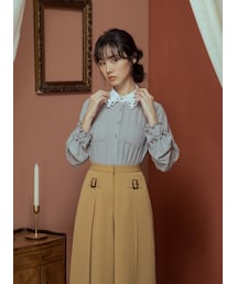 香甜的幻想，獨家愛心刺繡花邊領襯衫