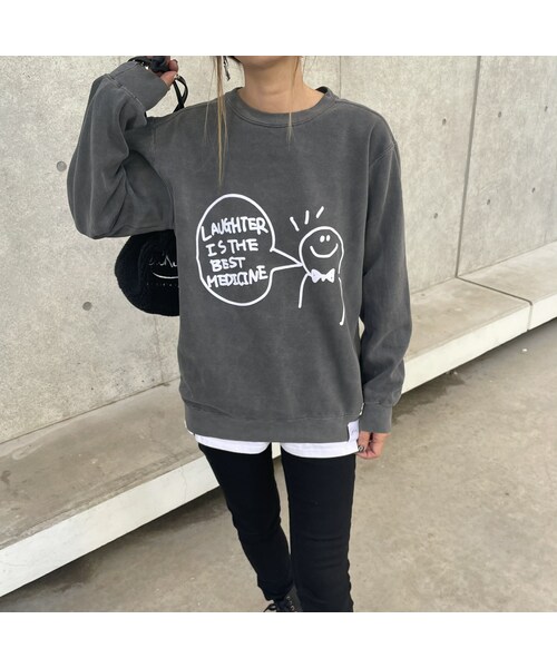 copine(コピン)の「【COPINE original】メッセージプリントスウェット(3color/2size)(スウェット・レディース・ホワイト/ブルー/チャコール・S/L)」の2枚目の写真