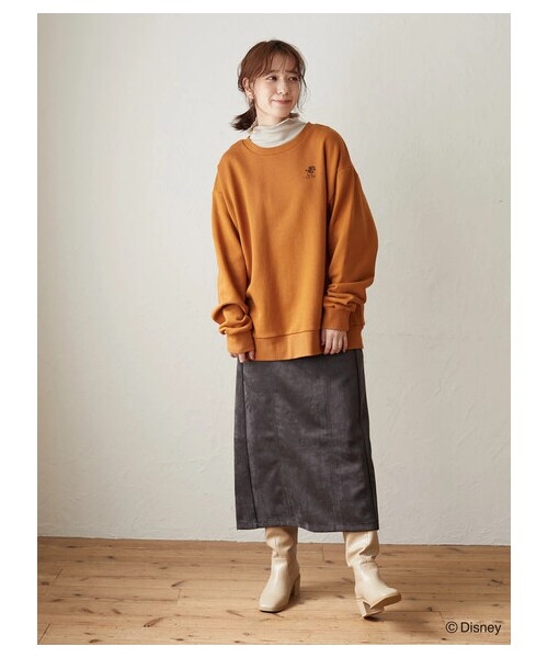 Green　Parks（グリーンパークス）の「Mickey/裏毛トレーナー（トップス・ブラウン/カーキ・F）」の4枚目の写真