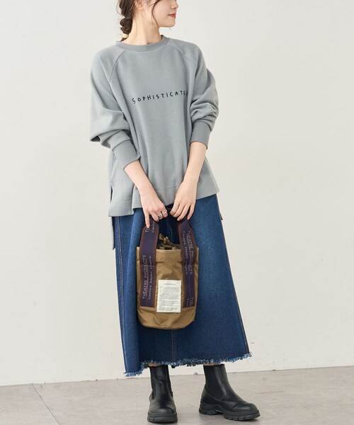 PUAL CE CIN（ピュアルセシン）の「起毛プリントプルオーバー（Tシャツ/カットソー・レディース・ベージュ/グレー/グリーン/チャコールグレー・FREE）」の2枚目の写真