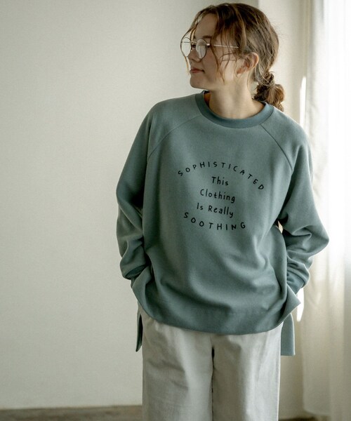 PUAL CE CIN（ピュアルセシン）の「起毛プリントプルオーバー（Tシャツ/カットソー・レディース・ベージュ/グレー/グリーン/チャコールグレー・FREE）」の3枚目の写真