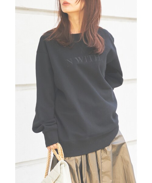 N WITH.（エヌウィズ）の「刺繍クルーネックスエット（スウェット・レディース・ブラック/カーキ/アイボリー・FREE）」の3枚目の写真