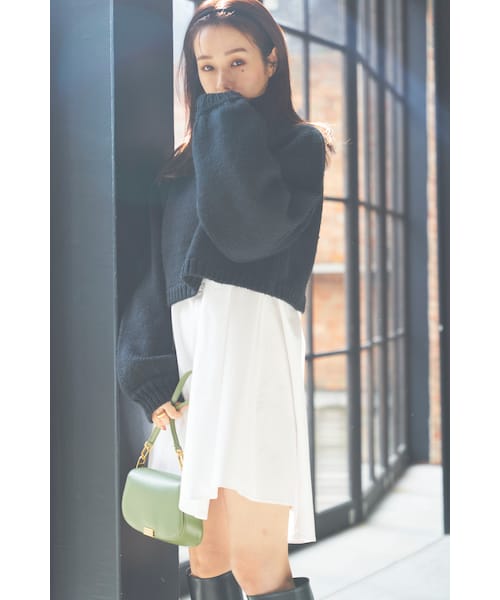 N WITH.(エヌウィズ)の「クロップド タートル ニット(ニット/セーター・レディース・ブラック/ブラウン/アイボリー・FREE)」の2枚目の写真