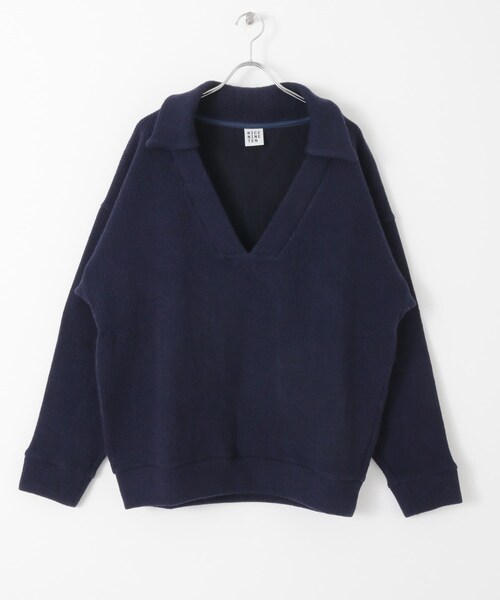 RICE NINE TEN COLLARED V NECK SWEATER