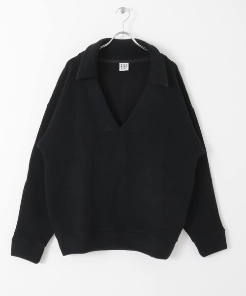 RICE NINE TEN COLLARED V NECK SWEATER