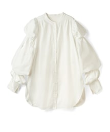 GRL | ギャザースリーブバンドカラーサイドスリットシャツ(シャツ/ブラウス)