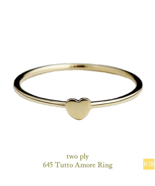 two ply(トゥープライ)の「トゥー プライ 645 トゥット アモーレ ハート イニシャル ナンバー リング ピンキーリング(リング・レディース・ゴールド・マイナス5号から13号)」の1枚目の写真