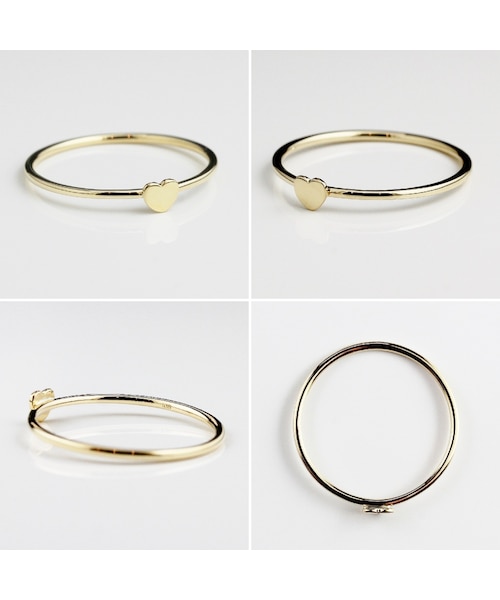 two ply(トゥープライ)の「トゥー プライ 645 トゥット アモーレ ハート イニシャル ナンバー リング ピンキーリング(リング・レディース・ゴールド・マイナス5号から13号)」の2枚目の写真