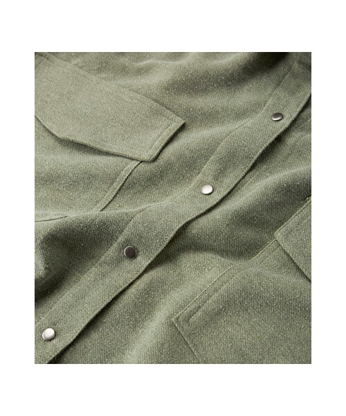 gracegift(グレースギフト)の「休閒男孩 韓國舒適感雙口袋襯衫(その他・レディース・軍綠/灰・F)」の3枚目の写真