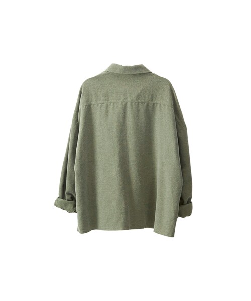 gracegift(グレースギフト)の「休閒男孩 韓國舒適感雙口袋襯衫(その他・レディース・軍綠/灰・F)」の2枚目の写真