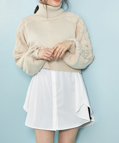 OLIVE des OLIVE（オリーブデオリーブ）の「タートルニット&チュニックset（ニット/セーター・レディース・オフホワイト/ベージュ/ミント・FREE）」の2枚目の写真