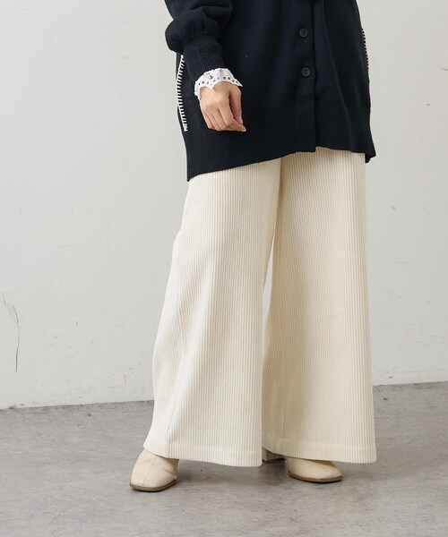 PUAL CE CIN（ピュアルセシン）の「カットコールストレッチワイドパンツ（その他パンツ・レディース・アイボリー/グレー/ブラック・FREE）」の2枚目の写真