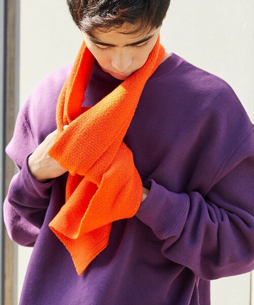 Kastane（カスタネ）の「【WHIMSIC】PLAIN KNIT SCARF（マフラー・レディース・オレンジ/グレー・FREE）」の2枚目の写真