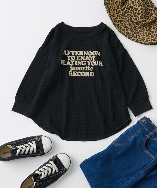 CIAOPANIC TYPY（チャオパニックティピー）の「【KIDS】ビッグワッフルプリントプルオーバー（Tシャツ/カットソー・キッズ・オフホワイト/グリーン/ブラック・S/M/L/XL/XXL）」の2枚目の写真