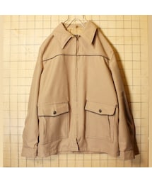 J.C.PENNEY | 60s 70s USA JCPenney TOWNCRAFT ジップアップ ジャケット ハーフコート ベージュ メンズL アメリカ古着(その他アウター)