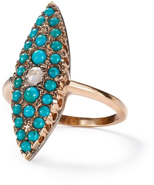 Anthropologie（アンソロポロジー）の「Arik Kastan Turquoise and Diamond Grande Navette Ring in 14k Rose Gold（リング・レディース・turquoise・8/6/7）」の2枚目の写真