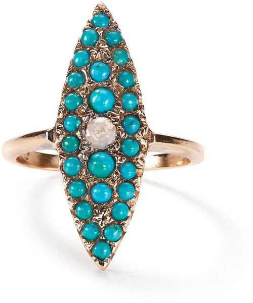 Anthropologie（アンソロポロジー）の「Arik Kastan Turquoise and Diamond Grande Navette Ring in 14k Rose Gold（リング・レディース・turquoise・8/6/7）」の3枚目の写真