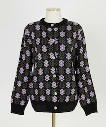 imvely | [IMVELY] ビンテージフラワーニットカーディガン(ブラック)(カーディガン/ボレロ)