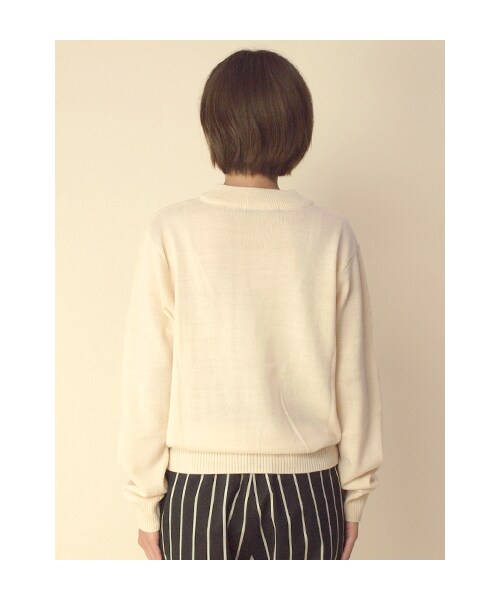 w closet(ダブルクローゼット)の「ブルドッグジャガードニットプルオーバー(トップス・レディース・エクリュ/ネイビー/エクリュ×ブラック・FREE)」の6枚目の写真