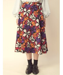 w closet | 手書き風花柄ミモレ丈スカート(パンツ)