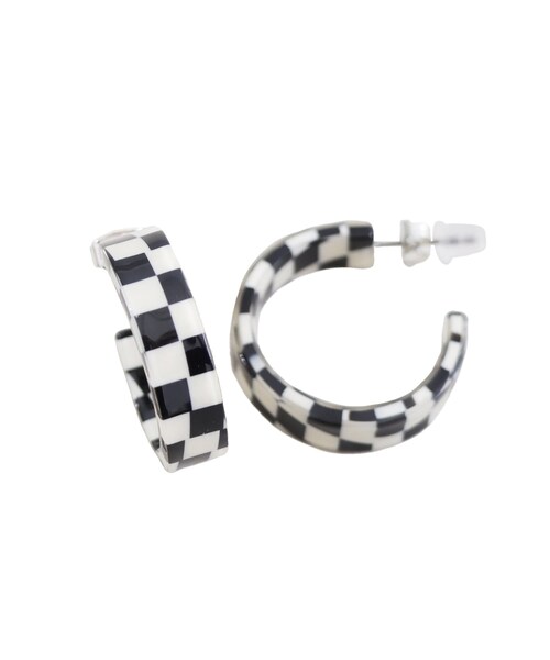 3coins（3coins）の「チェッカー柄フープピアス（ピアス（両耳用）・オレンジ/グリーン/ブラック・0）」の2枚目の写真