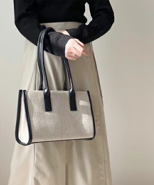 chocomee（チョコミー）の「パイピングハンドバッグ（ハンドバッグ・レディース・ブラウン/ブラック・FREE）」の2枚目の写真