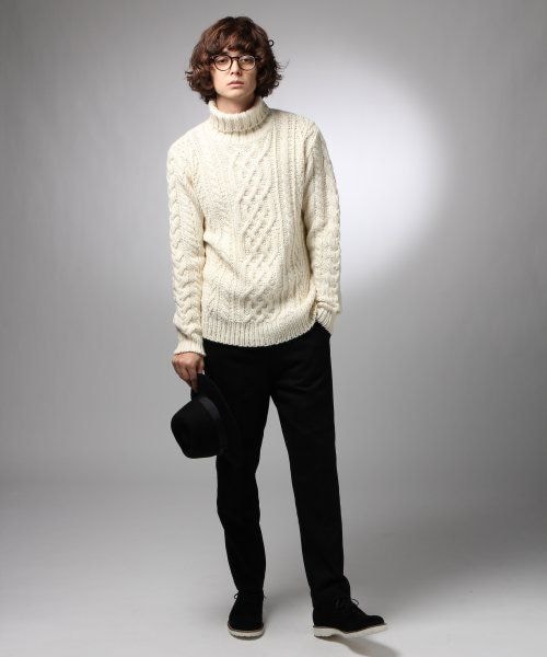 HARE（ハレ）の「【先行予約】HANDケーブルタートルニット（トップス・メンズ・オフホワイト/ブラック・Ｓ/Ｍ）」の11枚目の写真