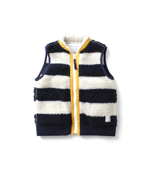 URBAN RESEARCH DOORS(アーバンリサーチドアーズ)の「FORK&SPOON リサイクルボアZIPベスト(KIDS)(その他・キッズ・Navy/Navy×Off/Yel×Gry・90/105/120/135)」の1枚目の写真