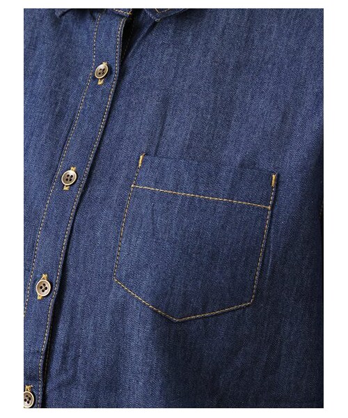 earth music&ecology（アースミュージックアンドエコロジー）の「【宮崎あおい着用】イージーケアデニムシャツ（シャツ・ブラウス・レディース・インディゴ・S/M）」の5枚目の写真