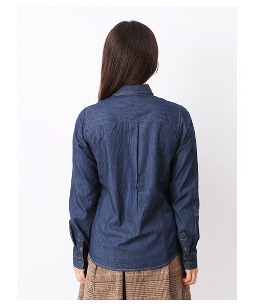 earth music&ecology（アースミュージックアンドエコロジー）の「【宮崎あおい着用】イージーケアデニムシャツ（シャツ・ブラウス・レディース・インディゴ・S/M）」の3枚目の写真