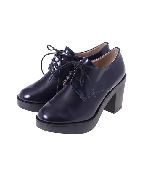 E hyphen world gallery(イーハイフンワールドギャラリー)の「厚底レースアップシューズ(ブーティ・レディース・ブラック/ネイビー・S/M/L)」の2枚目の写真