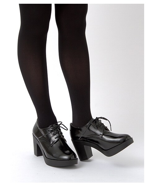 E hyphen world gallery(イーハイフンワールドギャラリー)の「厚底レースアップシューズ(ブーティ・レディース・ブラック/ネイビー・S/M/L)」の10枚目の写真