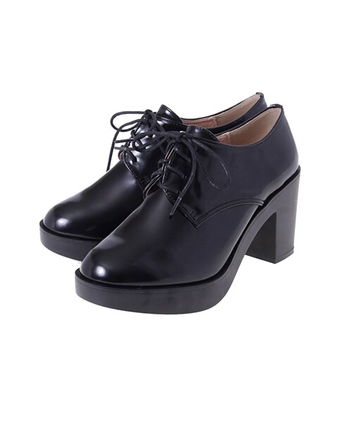 E hyphen world gallery(イーハイフンワールドギャラリー)の「厚底レースアップシューズ(ブーティ・レディース・ブラック/ネイビー・S/M/L)」の3枚目の写真