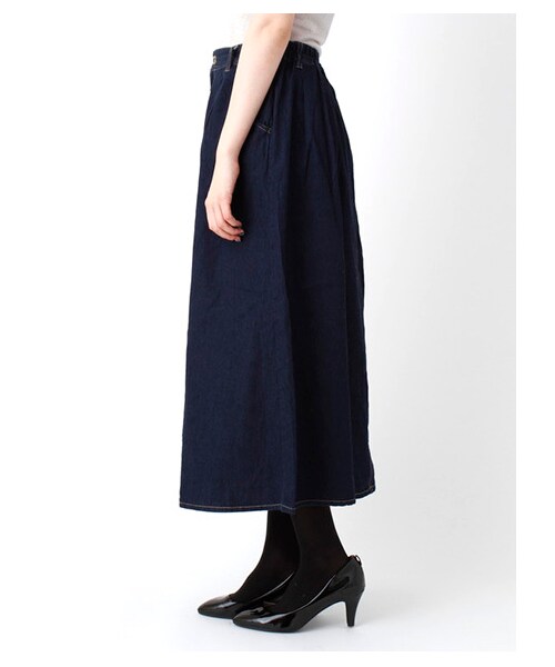 Green Parks fuuwa（グリーンパークスフーワ）の「Aデニムロングスカート（スカート・レディース・インディゴ/ダークインディゴ・F）」の4枚目の写真