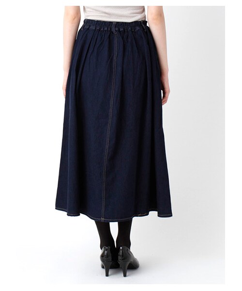 Green Parks fuuwa（グリーンパークスフーワ）の「Aデニムロングスカート（スカート・レディース・インディゴ/ダークインディゴ・F）」の5枚目の写真