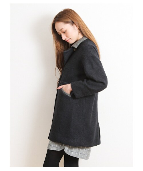 SEVENDAYS=SUNDAY（セブンデイズサンデイ）の「14W HARISSチェスターコート（コート　・レディース・チャコールグレー/キャメル/カーキ/ネイビー・M/L）」の6枚目の写真