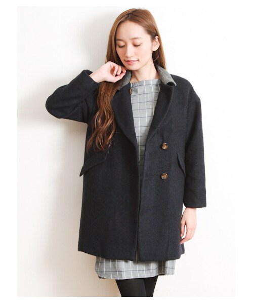 SEVENDAYS=SUNDAY（セブンデイズサンデイ）の「14W HARISSチェスターコート（コート　・レディース・チャコールグレー/キャメル/カーキ/ネイビー・M/L）」の12枚目の写真