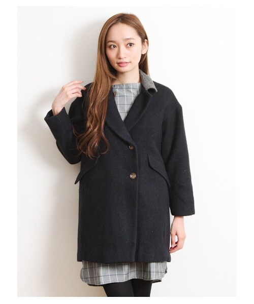 SEVENDAYS=SUNDAY（セブンデイズサンデイ）の「14W HARISSチェスターコート（コート　・レディース・チャコールグレー/キャメル/カーキ/ネイビー・M/L）」の5枚目の写真