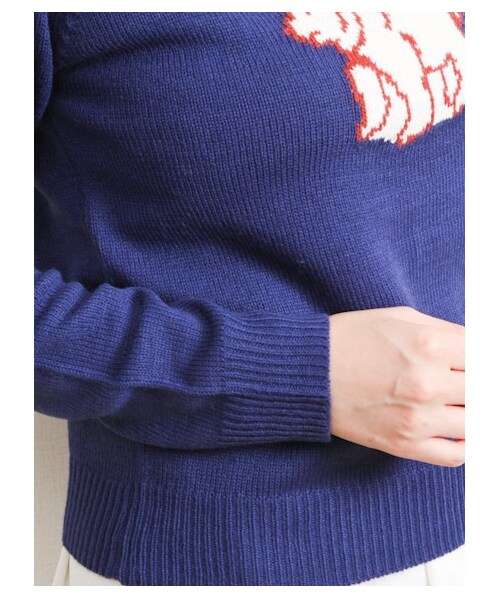 SEVENDAYS=SUNDAY(セブンデイズサンデイ)の「・アクリルウール ジャカード長袖プルオーバー(ニット・セーター・レディース・チャコールグレー/レッド/ネイビー・M/L)」の8枚目の写真