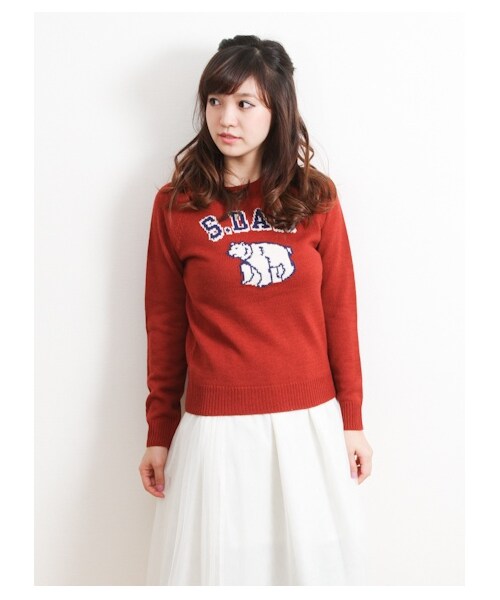 SEVENDAYS=SUNDAY(セブンデイズサンデイ)の「・アクリルウール ジャカード長袖プルオーバー(ニット・セーター・レディース・チャコールグレー/レッド/ネイビー・M/L)」の3枚目の写真