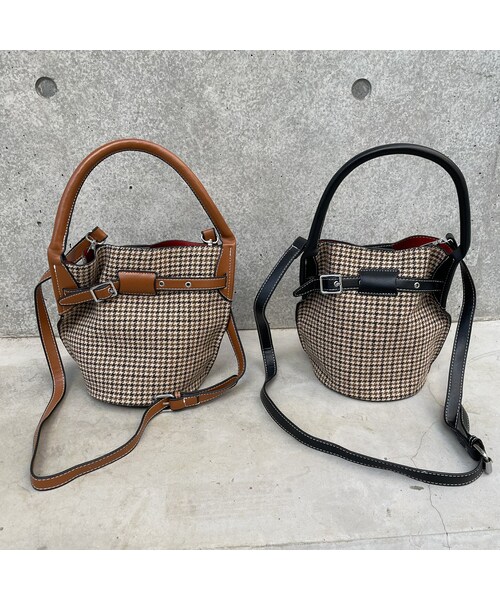 copine(コピン)の「【OUTLET】2wayチェック柄バッグ(2color)(ハンドバッグ・レディース・ブラウン/ブラック・ワンサイズ)」の1枚目の写真