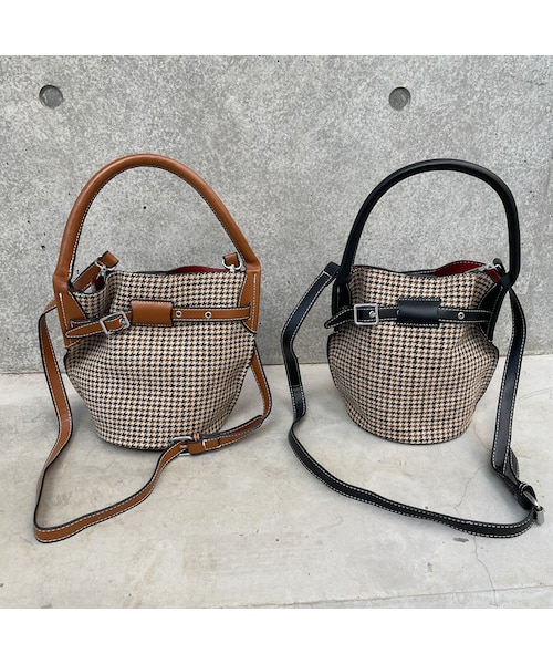 copine(コピン)の「【OUTLET】2wayチェック柄バッグ(2color)(ハンドバッグ・レディース・ブラウン/ブラック・ワンサイズ)」の2枚目の写真