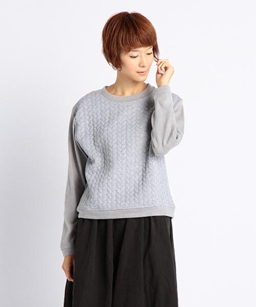 DOUBLE NAME（ダブルネーム）の「ふくれジャカードプルオーバー（トップス・レディース・ブラック/キナリ/杢グレー/ミント・FREE）」の2枚目の写真